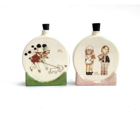 Two Carlton ware Mabel Lucie Attwell designed scent bottles, 11cmH
