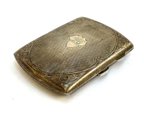 An engine turned silver cigarette case by Joseph Gloster Ltd, Birmingham 1928, 8.7x6.5cm, 77g