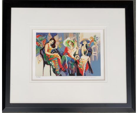 Isaac Maimon, a colour screenprint of three ladies, signed and numbered 103/300, 25.5x36cm