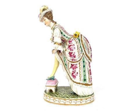 A Dresden erotic porcelain figurine marked to base 17cmH