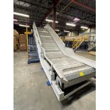 2019 72" X 30' LONG INCLINE BELT CONVEYOR W/ ELECTRIC MOTOR, WALKWAY AND PLATFORM (SUBJECT TO BULK