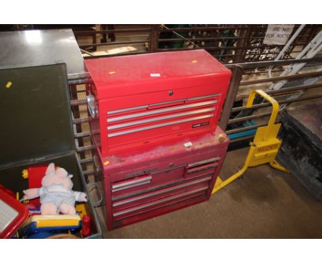 A metal multi drawer tool box 