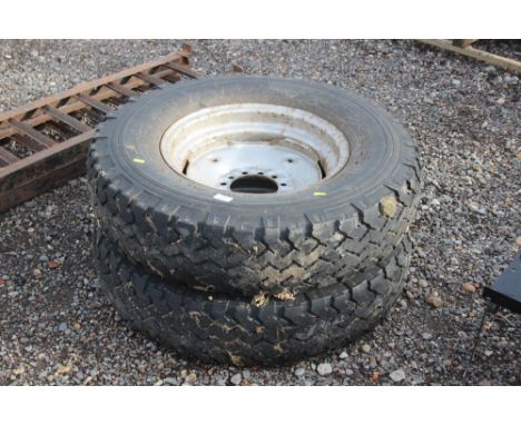 Two tractor front wheels