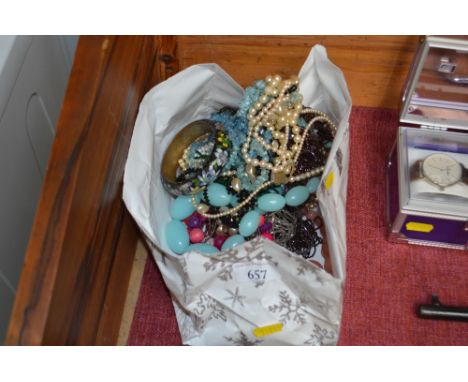 A quantity of various costume jewellery; beaded necklaces; Cloisonne bangle etc