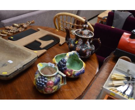 A Bargeware teapot AF; Sylvac jug and a Sylvac bowl