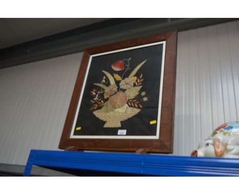 An oak framed needlework firescreen 