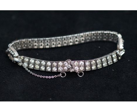 Art deco silver stone bracelet 