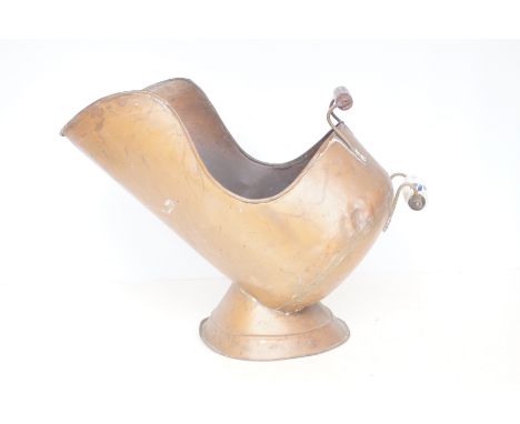 Copper coal scuttle with ceramic handle 