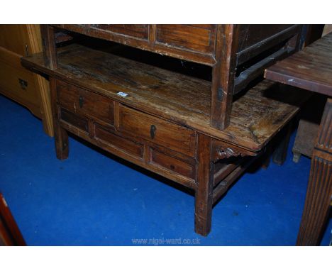 Oriental style coffee table with drawers, 47 1/2" x 25" x 19 1/2" (bracket missing)