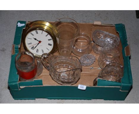 Quartz clock, glass jugs, wine bottle holder etc.