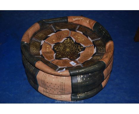 Moroccan leather pouffe