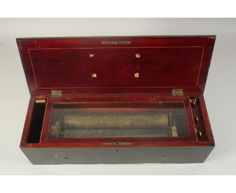 A GOOD SWISS MUSICAL BOX in a rosewood inlaid case by NICOLE FRERES A GENEVE, No. 40530. Case, 19ins long, Drum, 11ins wide.