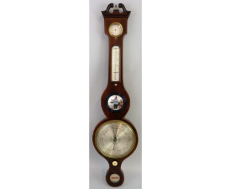 G. Maspoli, Hull - A Victorian mahogany wheel barometer, the silvered 8" dial with dry/damp dial, thermometer, convex mirror 