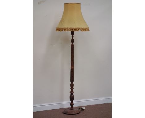 Eastern carved teak standard lamp (This item is PAT tested - 5 day warranty from date of sale)
