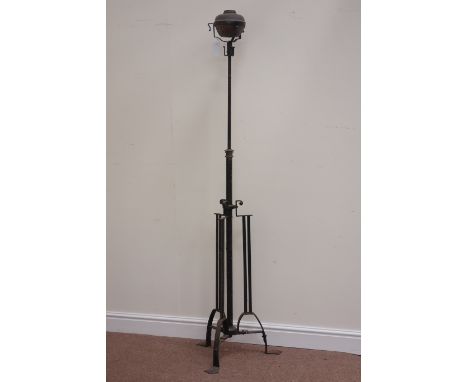 Victorian wrought iron oil lamp, H155cm approx 