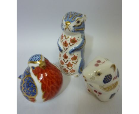 Royal Crown Derby paperweights - chipmunk, robin and mouse (3) Condition Report Robin - seconds, no stopper
Mouse - ceramic s