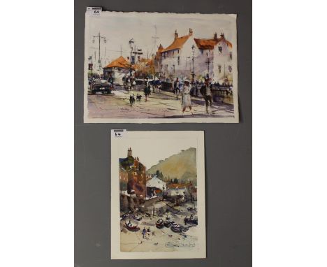 'Whitby', watercolour sketch signed and dated by Don Glynn July 2012, 26cm x 36cm and a smaller sketch of 'Staithes' signed a