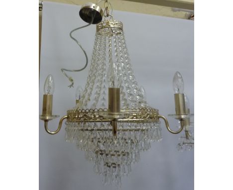 Five branch tiered droplet design centre light fitting H65cm approx