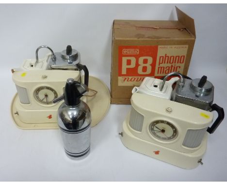 Vintage Eumig P8 phonomatic projector, two Goblin teasmades and a soda siphon (4)