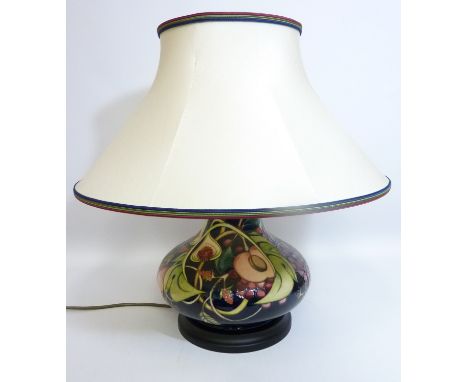 Moorcroft 'Queens Choice' pattern table lamp with shade H47cm  (This item is PAT tested - 5 day warranty from date of sale) C