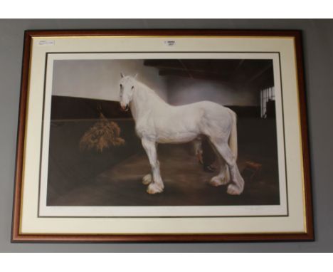 'Jupiter' - Horse Portrait in Stable Interior with the Blacksmith, limited edition colour print signed and numbered 728/850 i