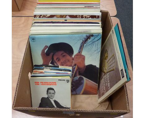 Vinyl - collection of Bob Dylan LPs, other LPs and singles in one box 