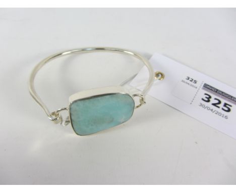 Turquoise quartz set bangle stamped 925