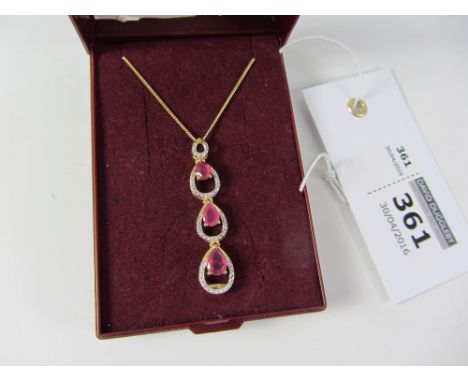 African ruby pendant necklace stamped 925