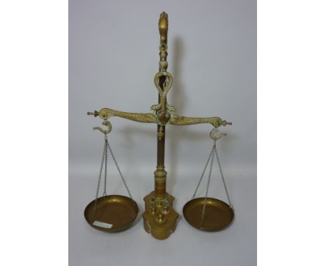 Early 20th century Librasco. brass beam scales with weights H58cm 