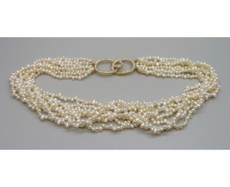 A multi-strand fresh water pearl necklace, 88g
