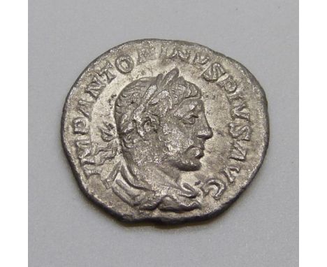 Coins; Elagabalus (218-222AD) Silver Denarius Ric 56 Laureate draped bust IMP Antoninvs Pivs Avg reverse - Abundantia emptyin