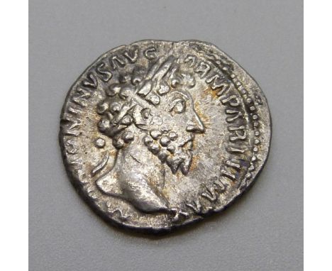 Coins; Marcus Aurelius Silver Denarius Ric 176 (139-161AD), M Antonivs Avg PM Parth Max Laureate Head, Reverse - Providentia 