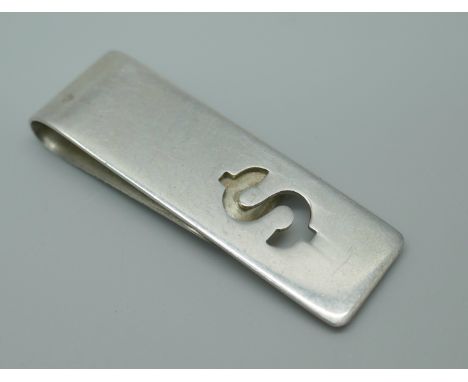 A silver money clip, Birmingham 1998