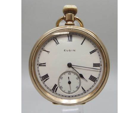 A rolled-gold Elgin top-wind pocket watch 