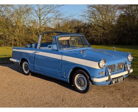 Make & Model:Triumph, Herald Date of Reg:MPY819F Colour:Blue cc:1147  Fuel Type:Petrol Mileage:62166 Transmission:manual Summ