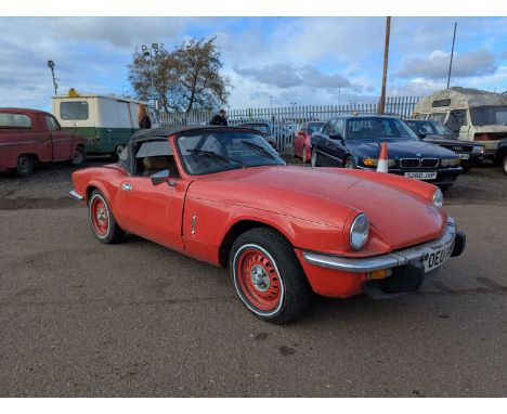 Make & Model:Triumph, Spitfire 1500 Date of Reg:OEU149R Colour:Red cc:1493  Fuel Type:Petrol Mileage:98000 Transmission:manua
