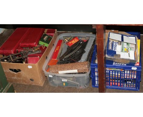 O Gauge, OO gauge and N gauge three boxes of track and accessories (three boxes)
