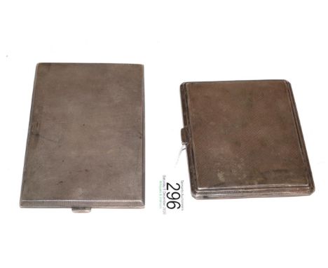 Two silver cigarette-cases, each oblong and with engine-turned decoration, 13cm wide and smaller, 9oz 16dwt (2) 