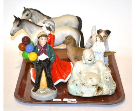 Beswick grey matte horses including connoisseur model of an Arab, Royal Doulton figures 'The Balloon Boy', HN2934 and 'Christ