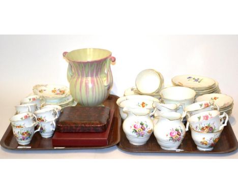 George Jones crescent and a matched Coalport Junetime part coffee service, including nine coffee cups and saucers, sugar bowl