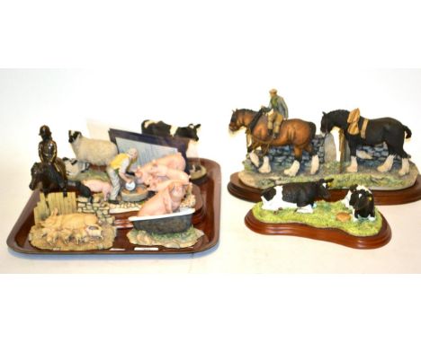 Border Fine Arts farmyard animals and scenes including 'Coming Home', JH9A by Jody Boyt (a.f.), ' Feeding Time', model No. JH