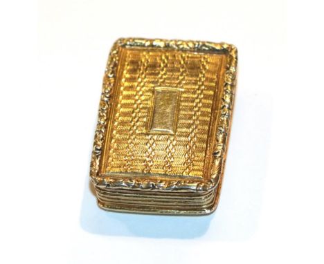 A William IV silver-gilt vinaigrette, by Nathaniel Mills, Birmingham, 1836, oblong, engine-turned within foliage borders, wit