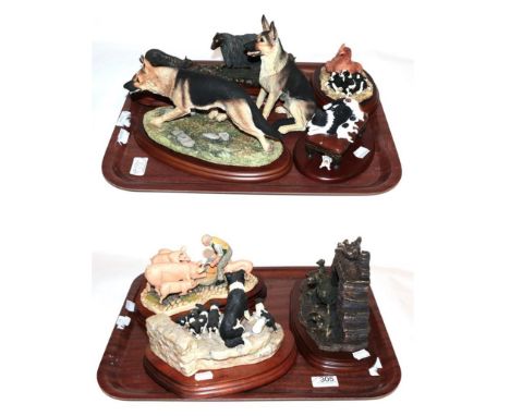 Border Fine Arts animal figure group including 'Feeding Time' (Farmer feeding Queenie and piglets), model No. JH107 by Anne W