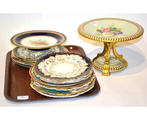 English ceramics including a Royal Worcester tazza (a.f.), 26cm diameter, together with a quantity of plates in various sizes