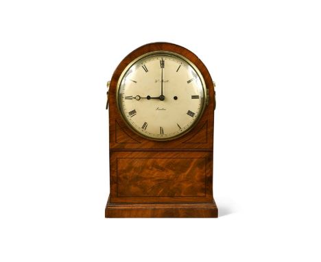 A Regency mahogany dome top bracket clock, 20cm painted dial signed 'Wm Scott, London', twin fusee bell striking movement, th