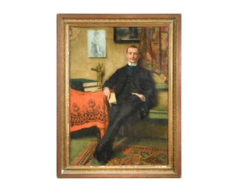 Portrait of a gentleman, presumably Charles Sluyts, full-length, lounging in an interior beside a tablesigned, inscribed and 