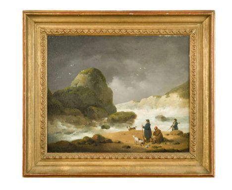 * George Morland (British, 1763-1804) Figures on a rocky seashore shooting herring gullssigned 'G. Morland pinx. 17(91?)' (lo
