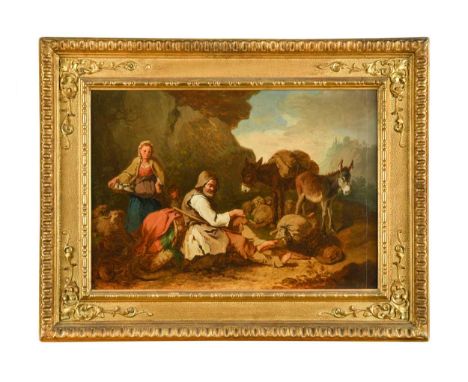 Attributed to Francesco Londonio (Italian, 1723-1783) Shepherds resting with their herdoil on panel40.5 x 58.5cmCondition rep