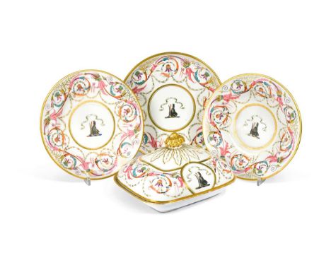 A Flight Barr &amp; Barr armorial dinner service for the Carter-Campbell of Possil family, circa 1810, the crested centres wi