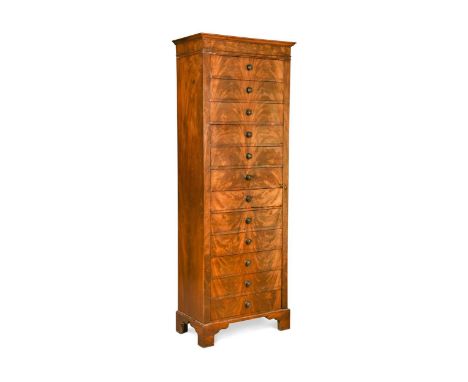 A mahogany Wellington chest, circa 1900, the twelve drawers with right hand locking stile on bracket feet 175 x 65 x 35cm